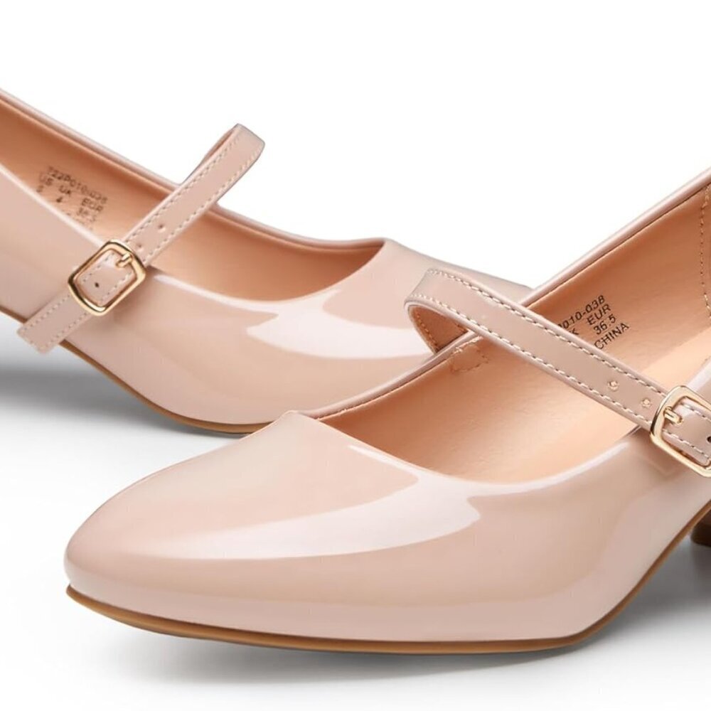 Women Mary Jane Shoes Chunky Heel Dressy Casual Closed Toe Pumps - Picture 6 of 7